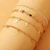 Creative Retro Lightning Star Sequin Anklet Set