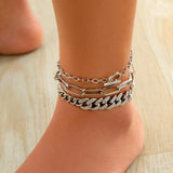 Punk Crystal Cuban Chain Anklet Set