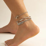Punk Crystal Cuban Chain Anklet Set