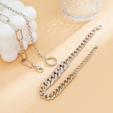 Punk Crystal Cuban Chain Anklet Set