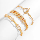 Punk Crystal Cuban Chain Anklet Set