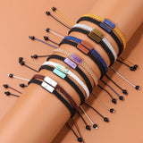 Natural Stone Square Anklets Adjustable Rope Woven Anklet Summer Beach Jewelry