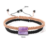Natural Stone Square Anklets Adjustable Rope Woven Anklet Summer Beach Jewelry