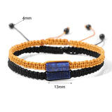 Natural Stone Square Anklets Adjustable Rope Woven Anklet Summer Beach Jewelry