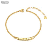 Geometric Square Charm Anklet - Stainless Steel Foot Jewelry