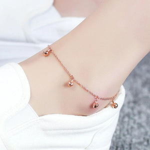 18KGP Rose Titanium Steel Bells Anklet Charm Jewelry Gift