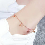 18KGP Rose Titanium Steel Bells Anklet Charm Jewelry Gift