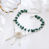 Silver Feather Ankle Bracelet On The Leg Stone Anklet Double Layer Jewelry Gift