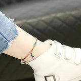 Butterfly Pendant Tourmaline Anklet Bracelet Women Foot Jewelry Beads Charm