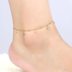 Women's Clover Tassel Ankle Bracelet Zircon Foot Chain