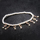 Retro Crystal Tassel Stretch Pearl Beach Anklet for Women