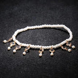 Retro Crystal Tassel Stretch Pearl Beach Anklet for Women