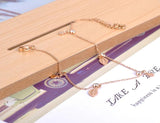 Bohemia Titanium Steel Leaf Charm Anklets CZ Crystal Foot Jewelry