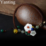 Ethnic Aventurine Shell Flower Anklets for Women
