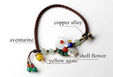 Ethnic Aventurine Shell Flower Anklets for Women