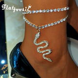 Punk Snake Rhinestone Pendant Anklet Bracelet Crystal Chain Foot Jewelry