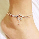 Heart/Star Double Layer Women's Anklet Silver Girls Bracelet