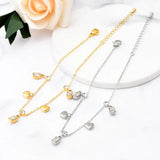 316L Stainless Steel Zircon Heart Pendant Anklet, High Jewelry Beach Accessories