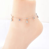 316L Stainless Steel Zircon Heart Pendant Anklet, High Jewelry Beach Accessories