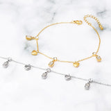 316L Stainless Steel Zircon Heart Pendant Anklet, High Jewelry Beach Accessories