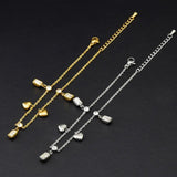 316L Stainless Steel Zircon Heart Pendant Anklet, High Jewelry Beach Accessories