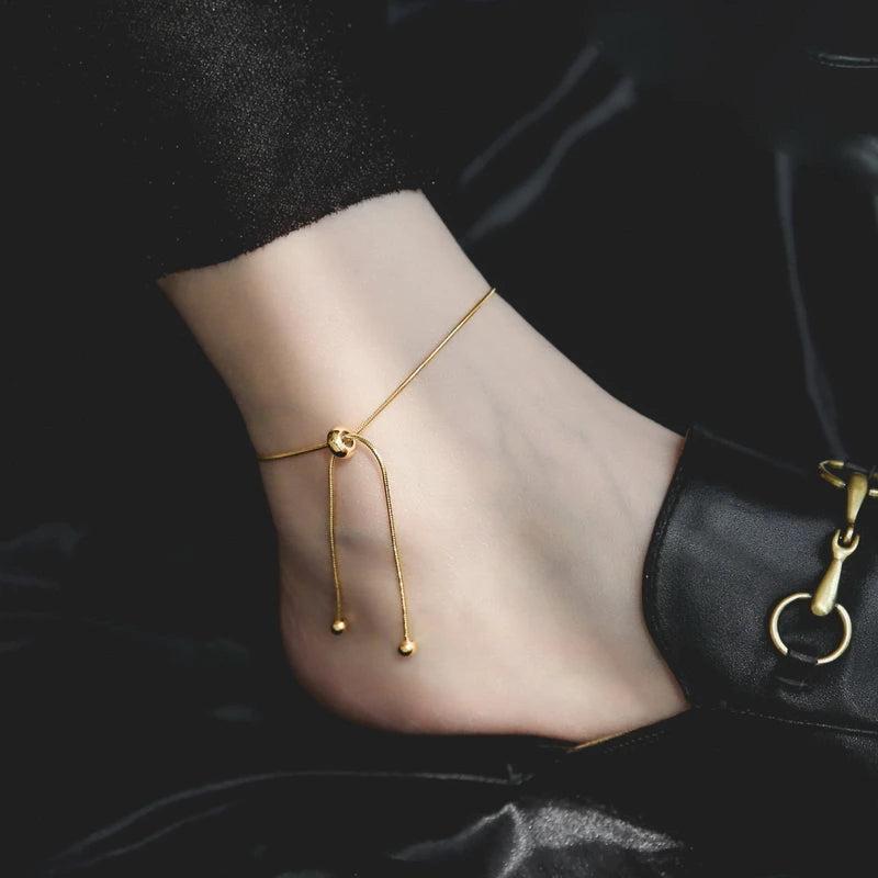 Yellow Snake Chain Anklet Titanium Steel Never Fade Hypoallergenic