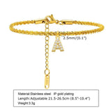 Pave Letter Initial Anklet, Summer Beach Alphabet Anklet Bracelet