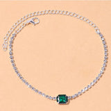 Boho Green Crystals Pink Anklet Bracelet - Summer Leg Chains Beach Gift