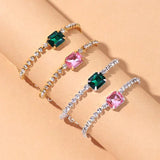 Boho Green Crystals Pink Anklet Bracelet - Summer Leg Chains Beach Gift