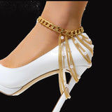Boho Pearl Tassel Anklets Bracelet for Women High Heels Shoe Chain