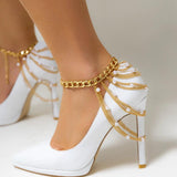 Boho Pearl Tassel Anklets Bracelet for Women High Heels Shoe Chain