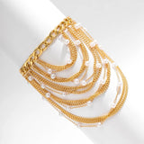 Boho Pearl Tassel Anklets Bracelet for Women High Heels Shoe Chain