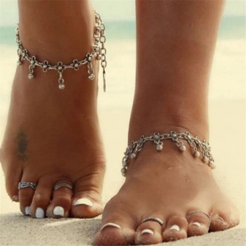 Boho Metal Water Drop Fringe Bracelet Anklet Vintage Chain Foot Jewelry