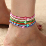 6 Pcs Bohemian Summer Beach Rice Beads Anklet Set for Girls