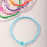 6 Pcs Bohemian Summer Beach Rice Beads Anklet Set for Girls