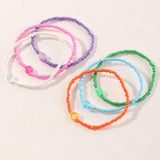6 Pcs Bohemian Summer Beach Rice Beads Anklet Set for Girls