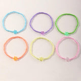 6 Pcs Bohemian Summer Beach Rice Beads Anklet Set for Girls
