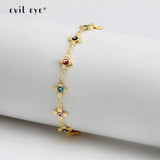 Colorful Evil Eye Copper Cross Charm Anklet for Women