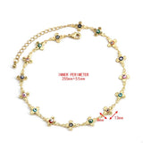 Colorful Evil Eye Copper Cross Charm Anklet for Women
