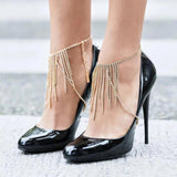 Crystal Rhinestone Tassel Anklet for Women