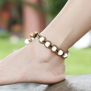 Bohemian Style Semi-precious Stone Braided Anklet