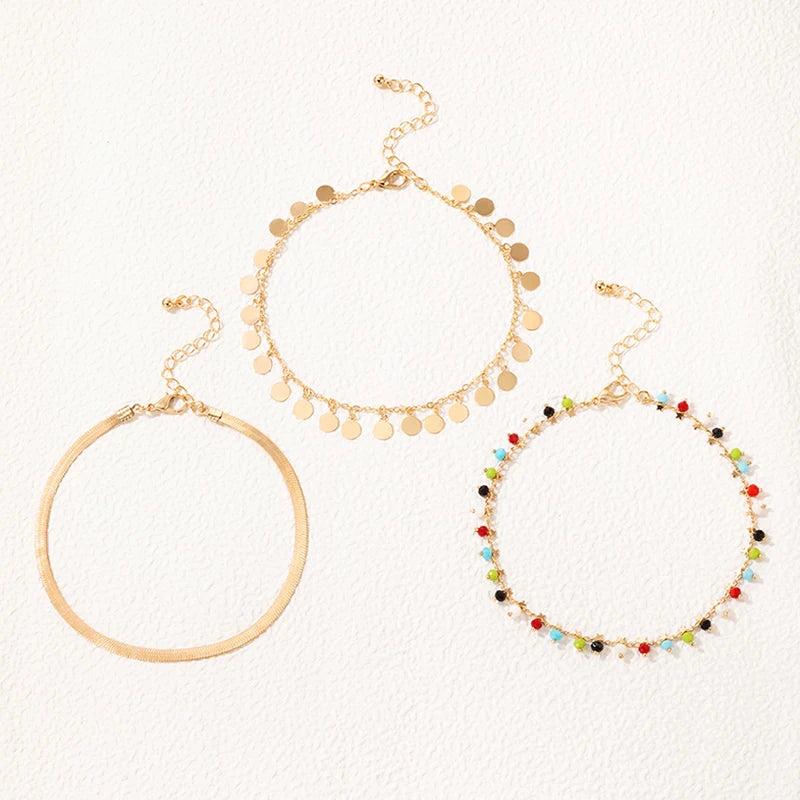 Bohemian Charm Anklets 3pcs/sets