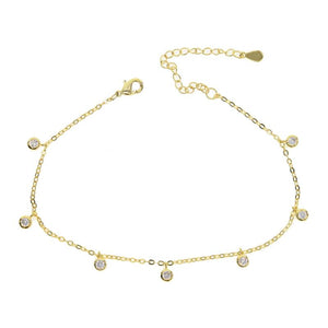 Boho Style Beach Sexy CZ Drop Pendants Anklet Bracelet