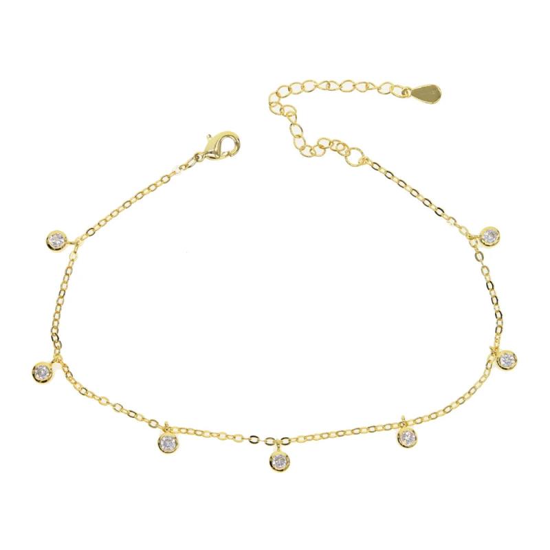 Boho Style Beach Sexy CZ Drop Pendants Anklet Bracelet