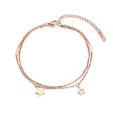 Bohemia Double Layer Star Charm Anklet Stainless Steel Foot Jewelry