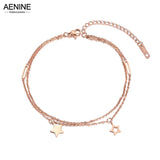 Bohemia Double Layer Star Charm Anklet Stainless Steel Foot Jewelry