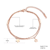 Bohemia Double Layer Star Charm Anklet Stainless Steel Foot Jewelry