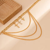 Rhinestone Cross Pendant High Heel Anklet Cuban Chain Tassel Foot Chain