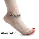 Cuban Link Anklet Rhinestone Ankle Chains Women Jewelry