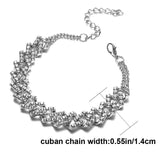 Cuban Link Anklet Rhinestone Ankle Chains Women Jewelry